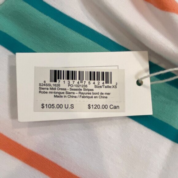 Hatley Sierra Midi Dress Coastal Stripes XS Soft Cotton Blend Short Sleeve NWT - Picture 6 of 14